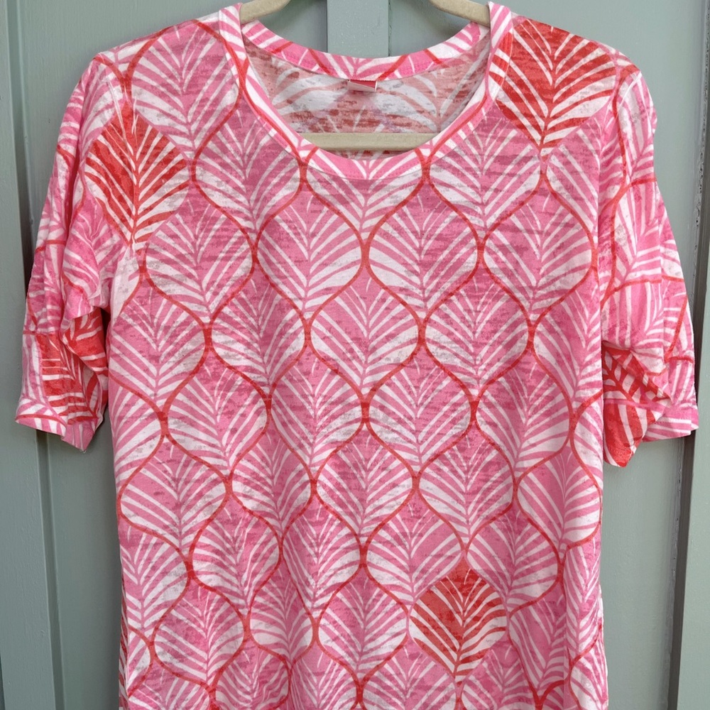 Sundance Before+Again Burnout short sleeve T-shirt split hem, Large